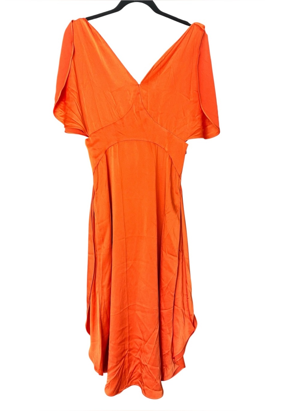Stella McCartney Runway Pauline Dress Orange Midi with Draped Sleeves Size 40 - Picture 2 of 11